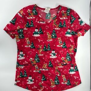Rudolph V-Neck Christmas Scrub Top